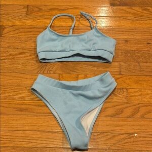 Light Blue Ribbed Bikini Set